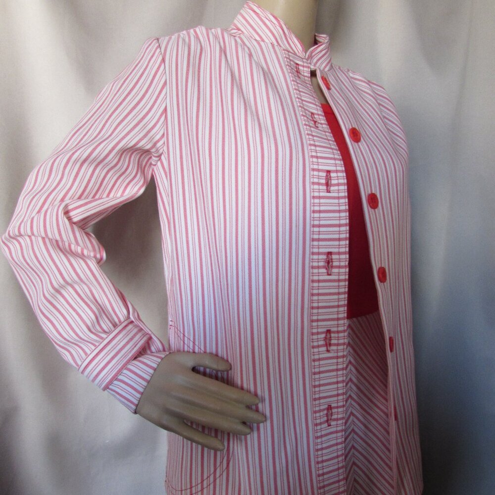 Vintage Toni Todd Jacket & Dress in Red White Ticking Stripe - Picture 9 of 15
